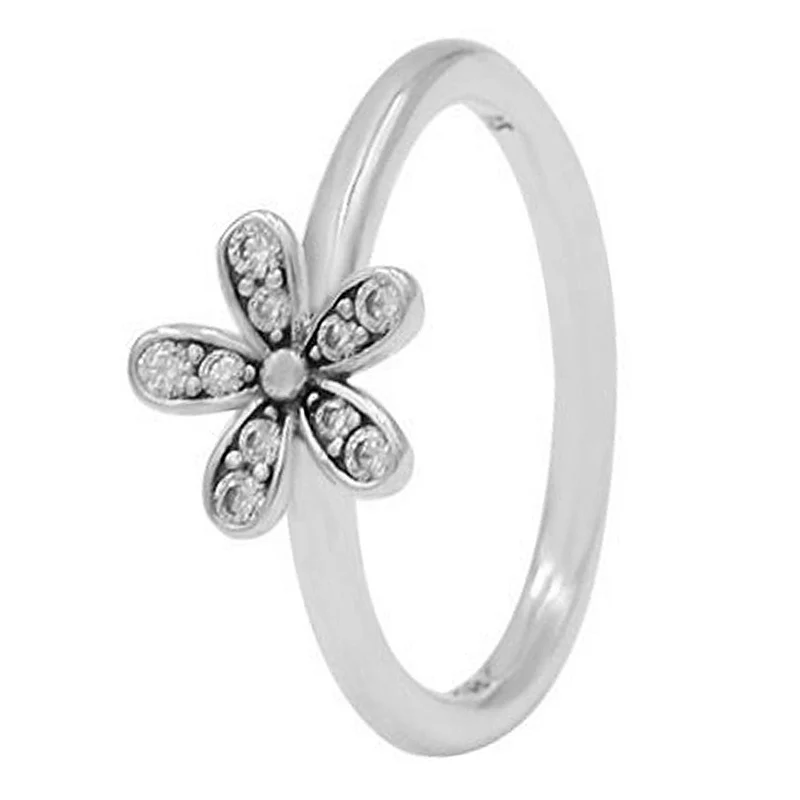 Anillo de Plata de Ley 925 auténtica para mujer, pavé Allure elevado, amor, corazón, Glamour, deseo, Margarita, flor, regalo, joyería DIY