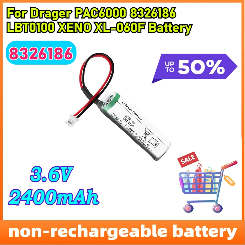 

8326186 3.6V 2400mAh High Quality Battery for Drager PAC6000 8326186 LBT0100 XENO XL-060F Moke Alarm Batteries