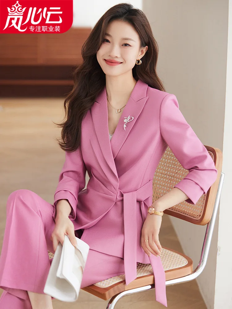 2024New Early Spring Hotel Front Desk Attendant Beauty Salon Technician Overalls Female Temperament Business Suit High-End