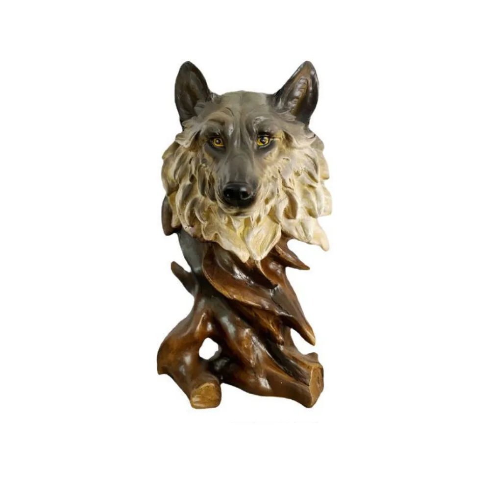 

Crafts Resin Simulation Animal Statue Retro Luxury Tiger Lion Head Ornament Vivid Miniatures Figurine Sculpture Cabinet