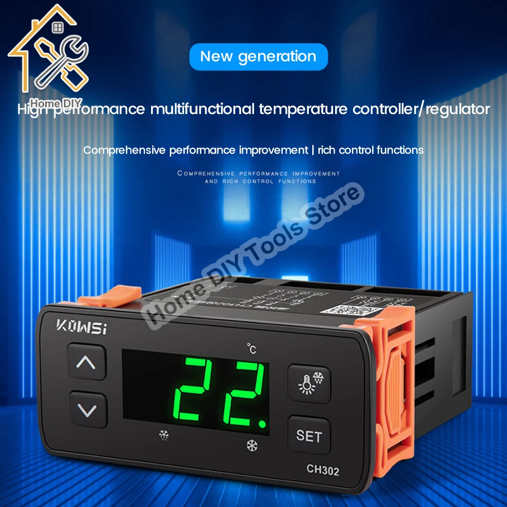 KWS-CH302 Thermoregulator Digital Temperature Controller Refrigerator Defrosting Alarm Heating Control with Dual Temp Sensor