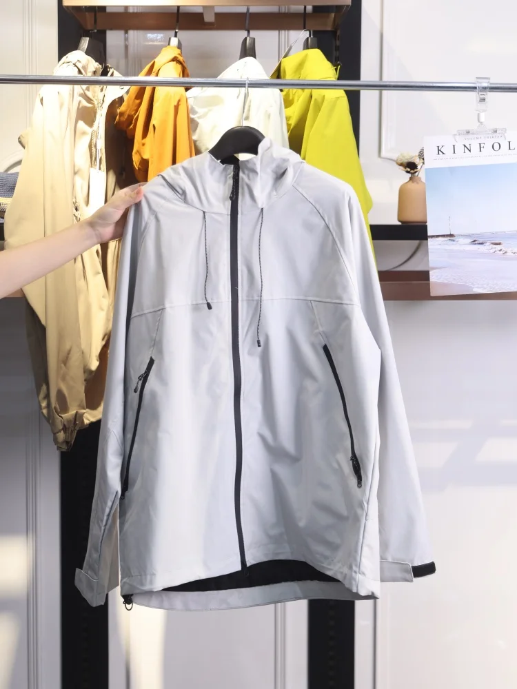 

ex Outdoor Faionable Waterproof Hooded Jaet Spring Autumn New Sle Versatile Casual Polyester Fiber Long Sve Coat