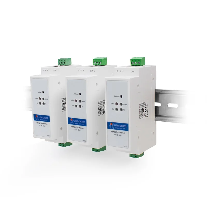 USR-DR302 DIN-Rail Modbus RS485 SERIAL port TO Ethernet Converter bidirectional transparent transmission between RS485 and  RJ45