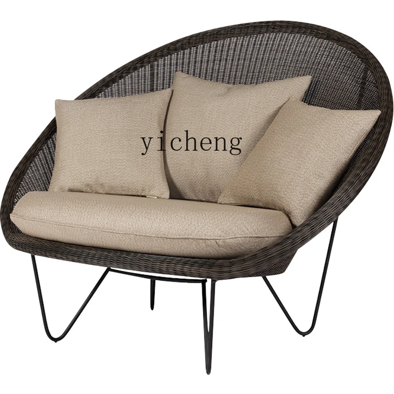 

Tqh Balcony Rattan Small Sofa Chair Outdoor Outdoor Lazy Rattan Chair round Leisure Chair