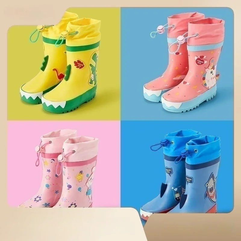 Unicorn Shark Children Rain Boots Cartoon Duck Animals PVC Boys Girls Water Shoes Fashion Waterproof Anti Slip Kids Rain Shoes