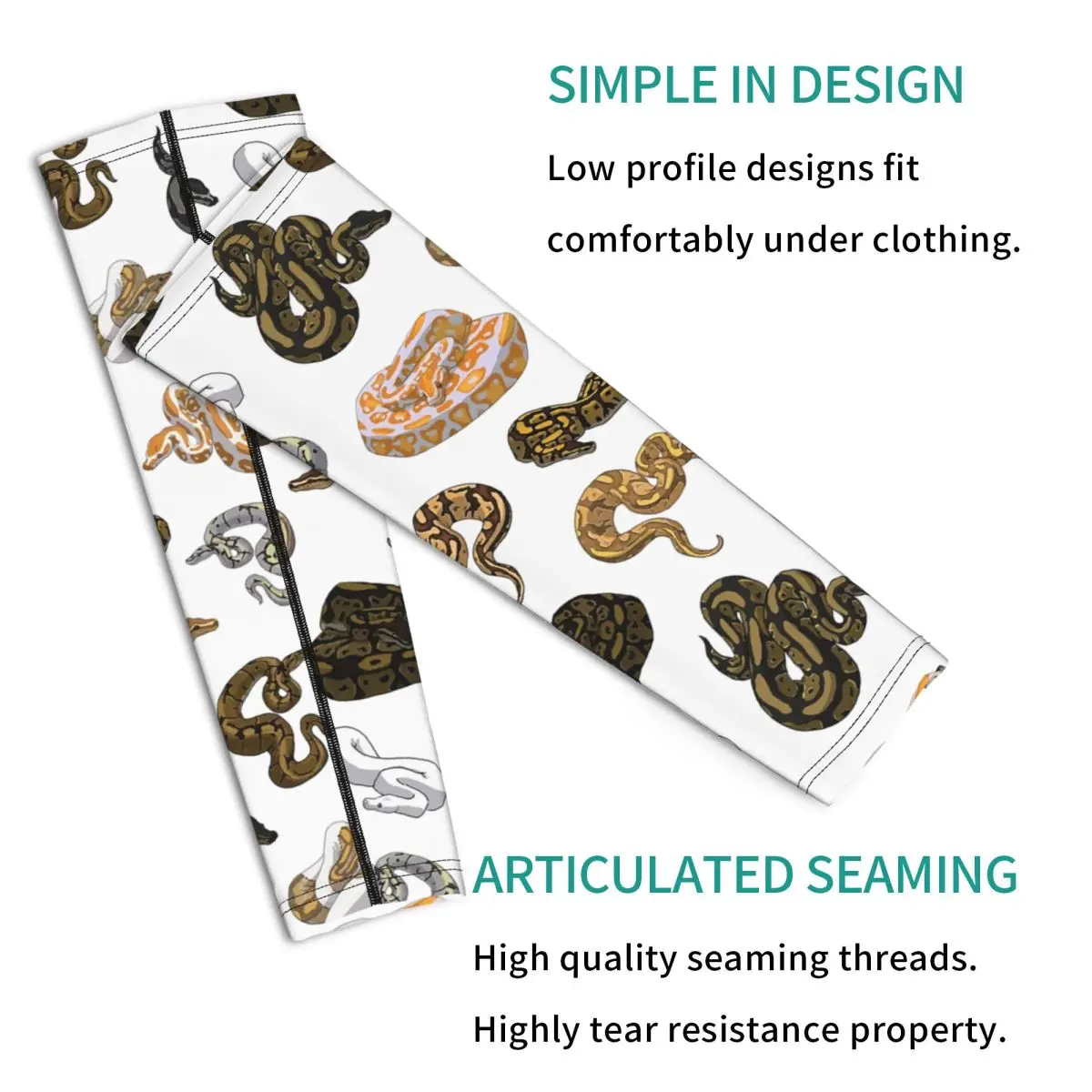 Ball Python Morph Snake Pattern Outdoor Arm Sleeves Sun UV Protection Cover Summer Cycling Tattoo Sleeves
