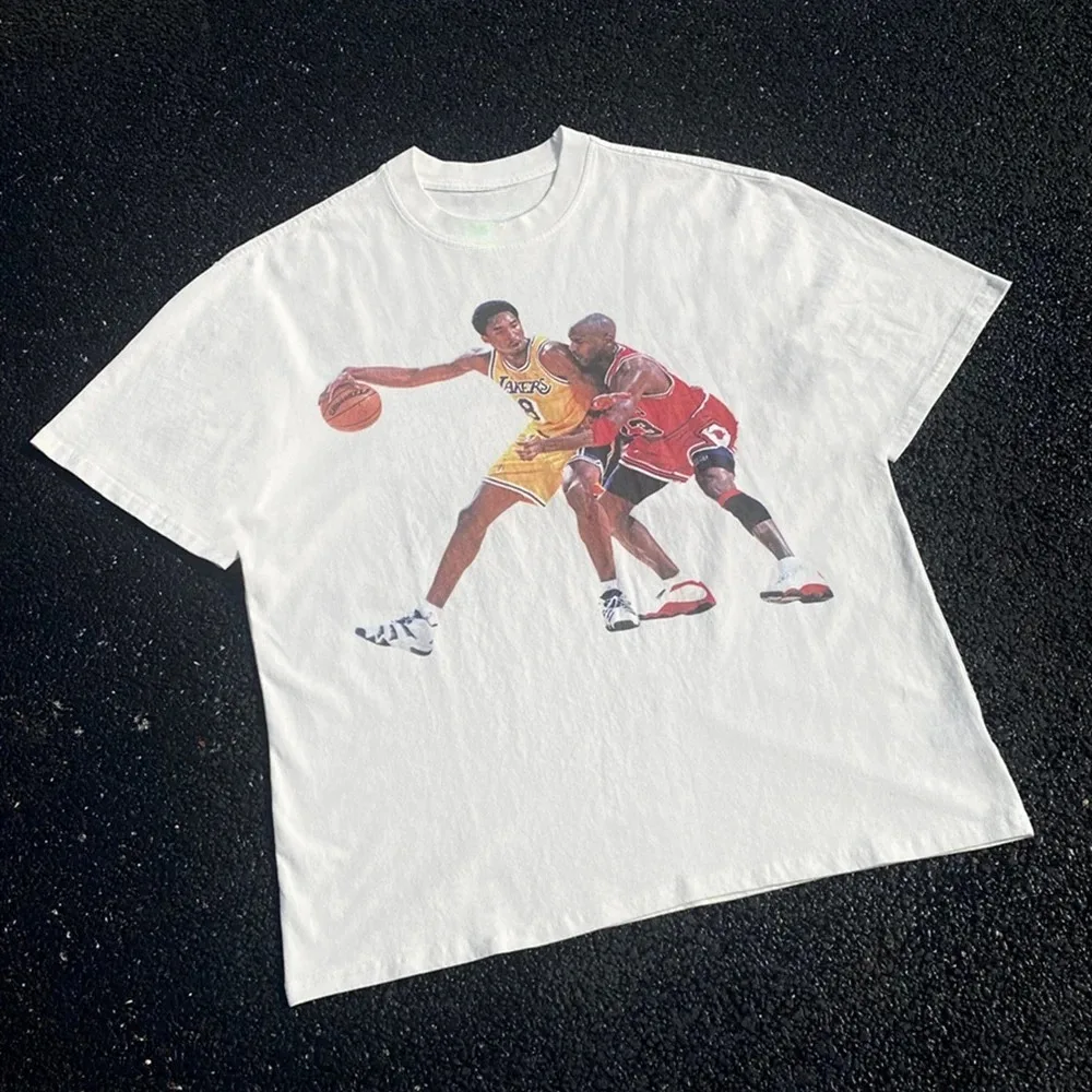 100% Cotton T-shirts Streetwear Quality Basketball Kobe Bryant Graphics Printed Loose Oversized Tees Tops T Shirt for Men Unisex