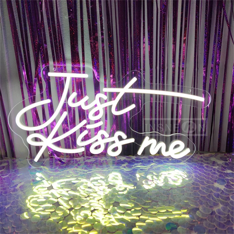 

Just Kiss Me Neon LED Sign For Wall Decoration Bachelorette Party Family Neon Sign Engagement Wedding Birthday Custom Neon Signs