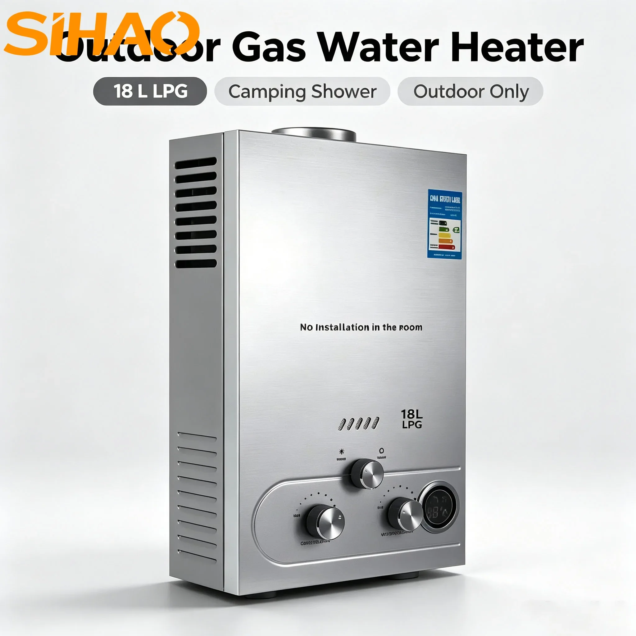 SIHAO 6L 8L10L 12L 16L 18L Instantaneous Hot Water Heater Wall-Mounted Adjustable Gas/Water Knobs Home Bathroom Appliance Heaters Multiple Safety Protection