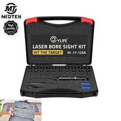 MidTen Professional Laser Bore Sight Kit with 32 Adapters 0.17 to 12GA Calibers Red or Green Bright with Button Switch, Powerful