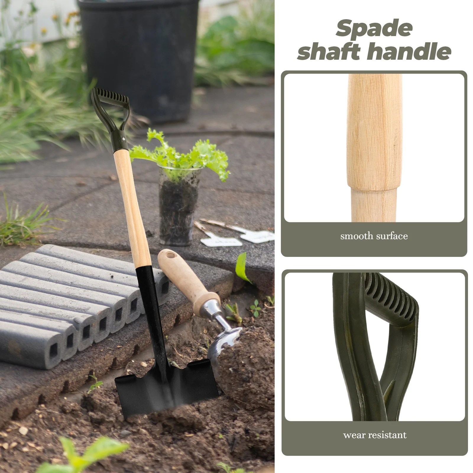 

Durable Wood Plastic Shovel Handle Replacement Long Shaft Portable Efficient Digging Tool Shovel Handle Replacement
