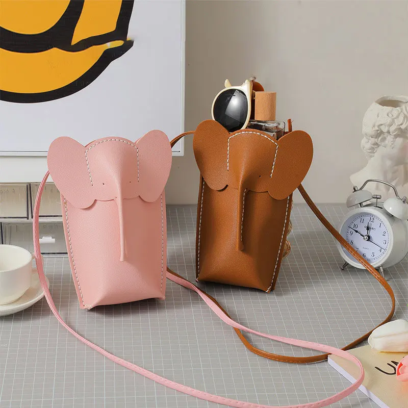 YOMDID Cute Elephant Crossbody Bags borsa in pelle fai da te che fa portamonete borsa per carte di cellulare materiali regali Mini borsa a tracolla