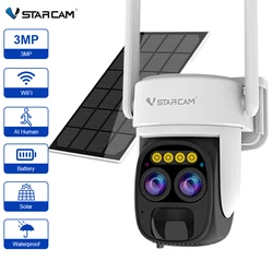 VStarcam 2K Dual Lens WIFI Solar Camera Outdoor Battery Power Camera Two-way Audio Color Night Surveillance Security Waterproof