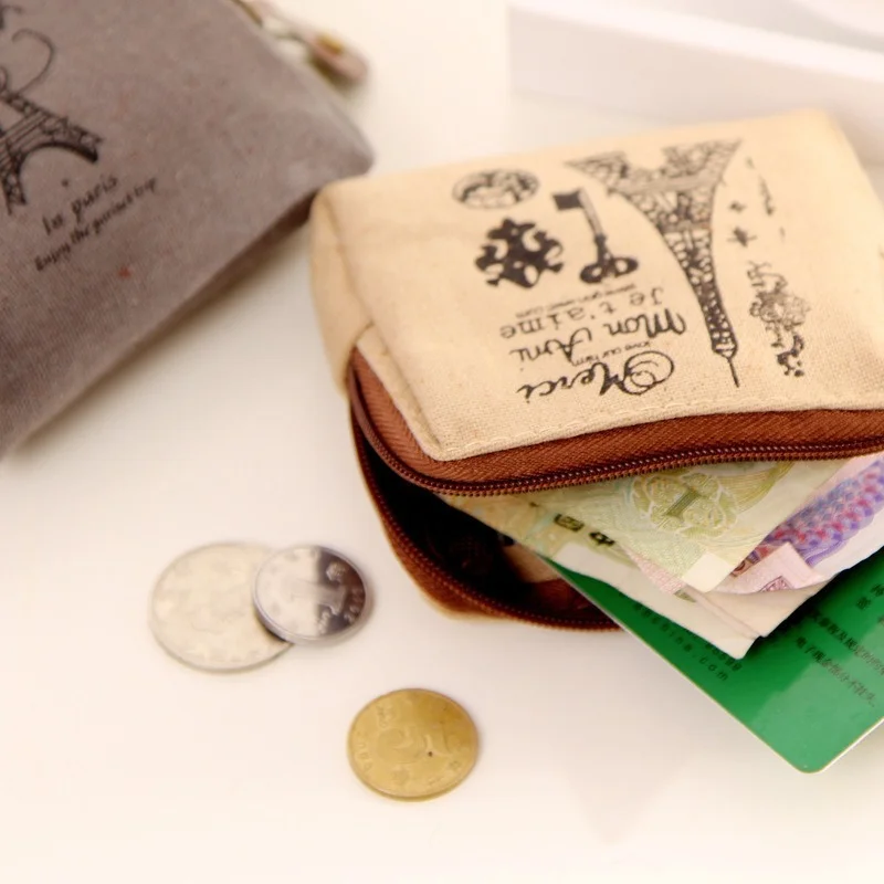 Vintage Classic Women Man Canvas Coin Purse Zipper  Wallet Small Mini Bag Case Pouch Holder Retro Money Bags Pouch Gift