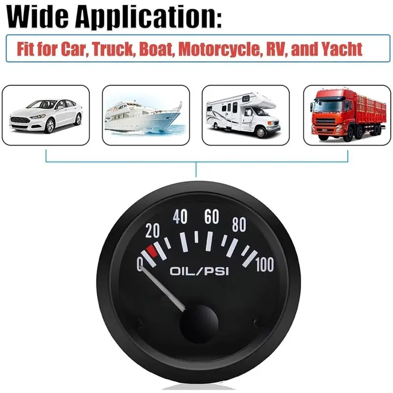 ABMR-For Universal Vehicle Compatible Digital Oil Pressure Gauge Kit Featuring 0-100 PSI Range LED Indicator Display