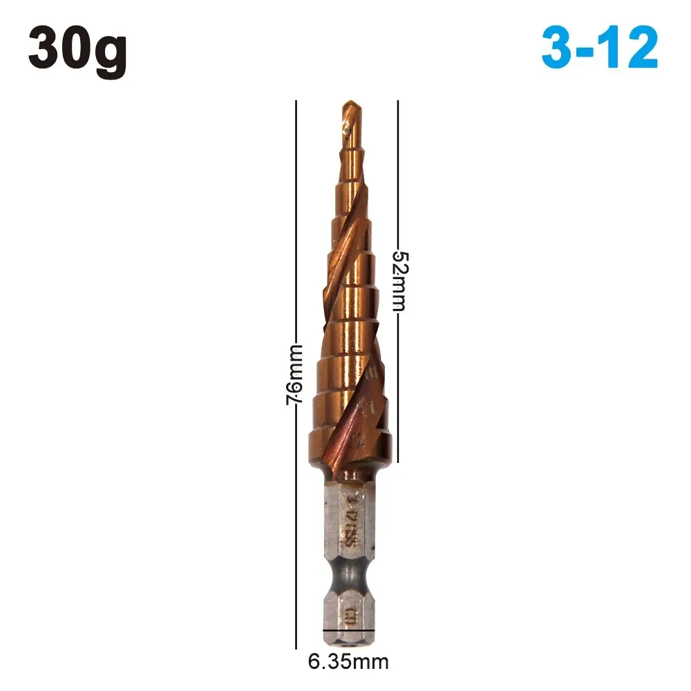 M35 Cobalt Containing Hexagonal Spiral Step Drill Stainless Steel Tapping 3-12/4-12mm Pagoda Drill Cutting Tool Drill Bit Tool