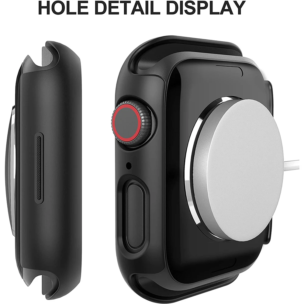 Case+Glass for Apple Watch 45mm 41mm 44mm 40mm 42mm Screen Protector iWatch Series 3 SE 6 7 8 9 Matte hard plastic Bumper Cover