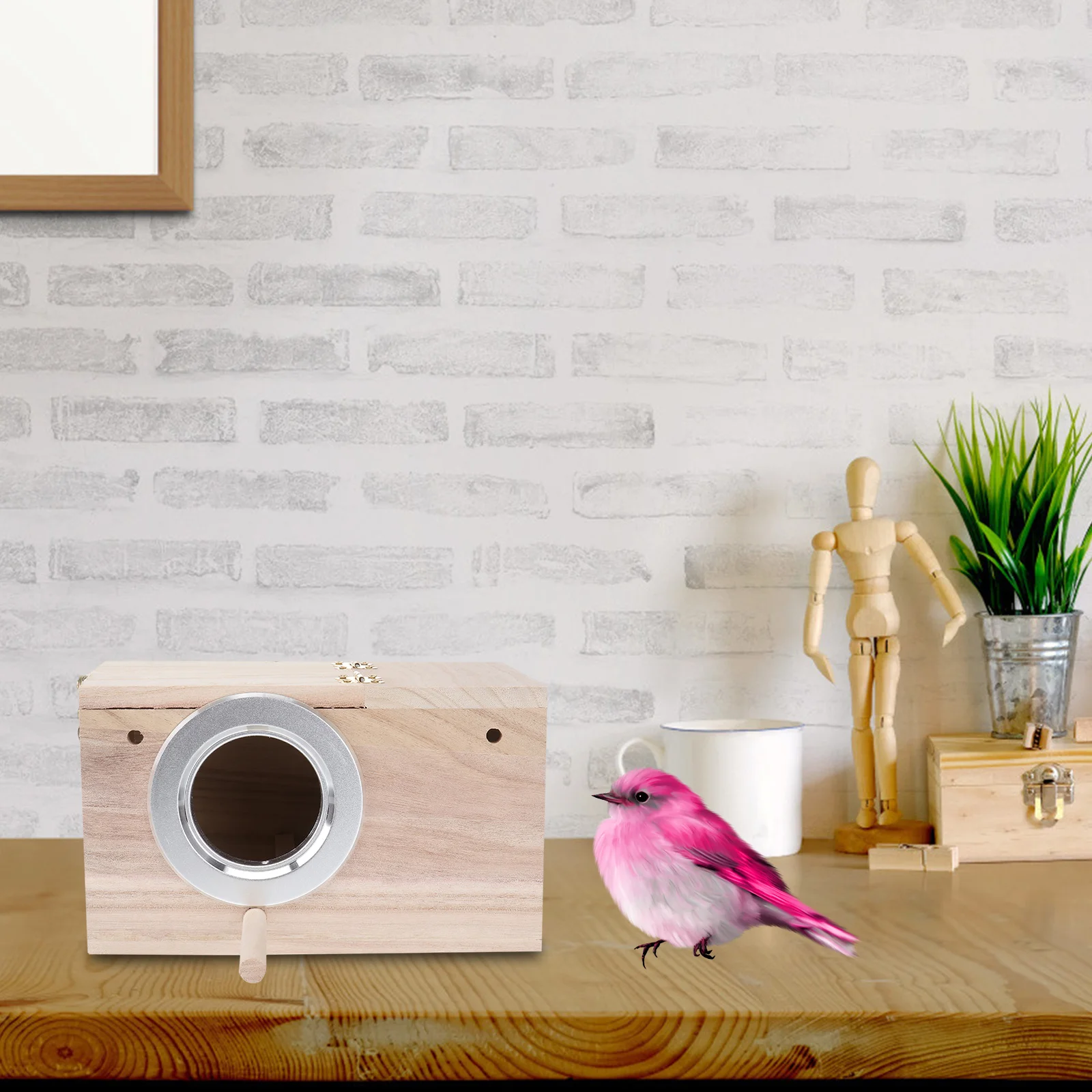 

Parrot Breeding Box Wooden Bird Nesting Windproof Rainproof Protection For Songbirds Window Bird Outdoor Wildlife