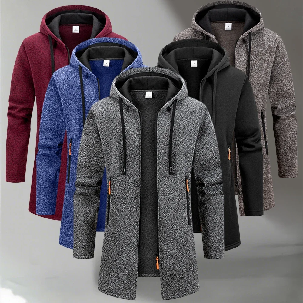 Herren Fleece Hoodies Langarm Sweatwear für Männer Reißverschluss Kapuzenpullover Lose Herbst Winter Reißverschluss Jacke Mantel Warmer Pullover