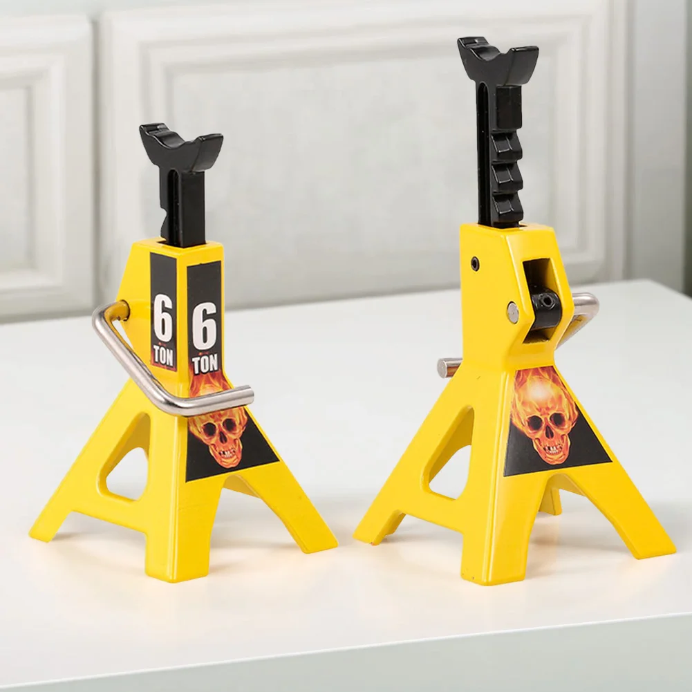 2 Pack Simulation Metal Mini 6T Jack Stands Height Adjustable 6 Ton Floor Simulation Jack Stands for 1/10 RC Crawler Car