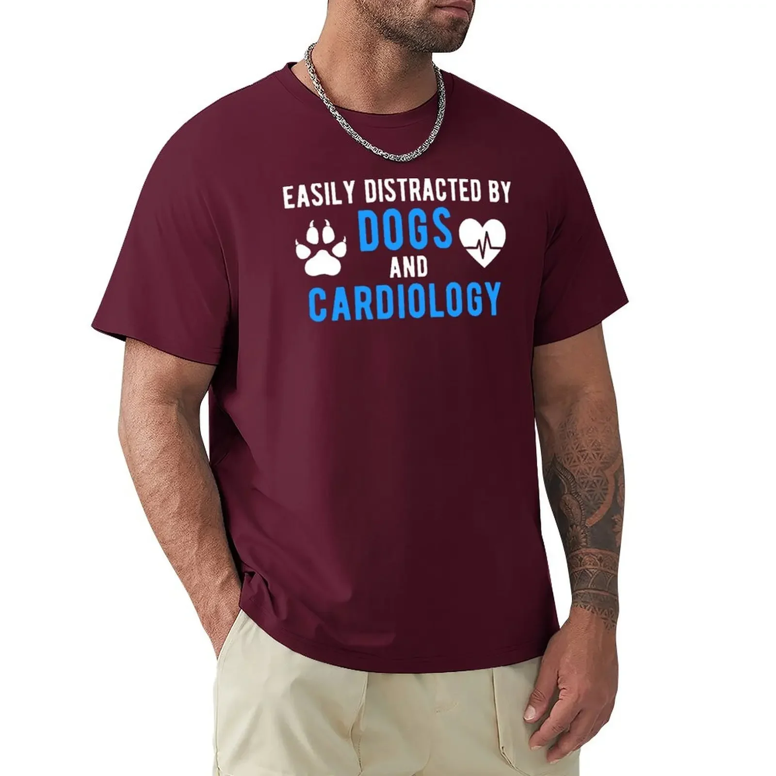 Plus Sizes Sports Fans Mens White T Shirts Dog Lover Cardiologist Cardiology T-Shirt Oversized Graphic Men Clothing Summer Funny