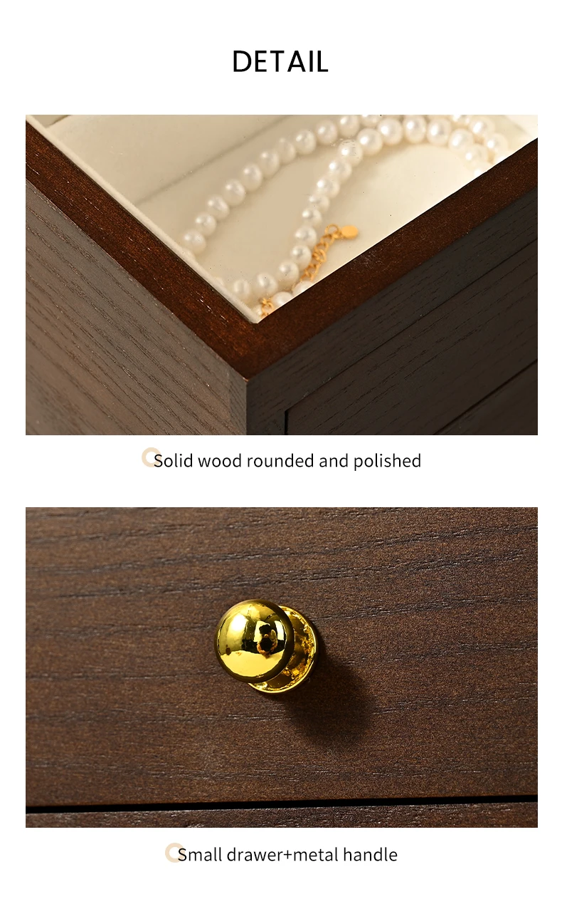Oirlv Holz-Schmuckbox mit mehreren Schubladen, Schmuck-Organizer für Ringe, Ohrringe, Armbänder, Anhänger, multifunktionale Schmuckaufbewahrungsbox – Detail 13
