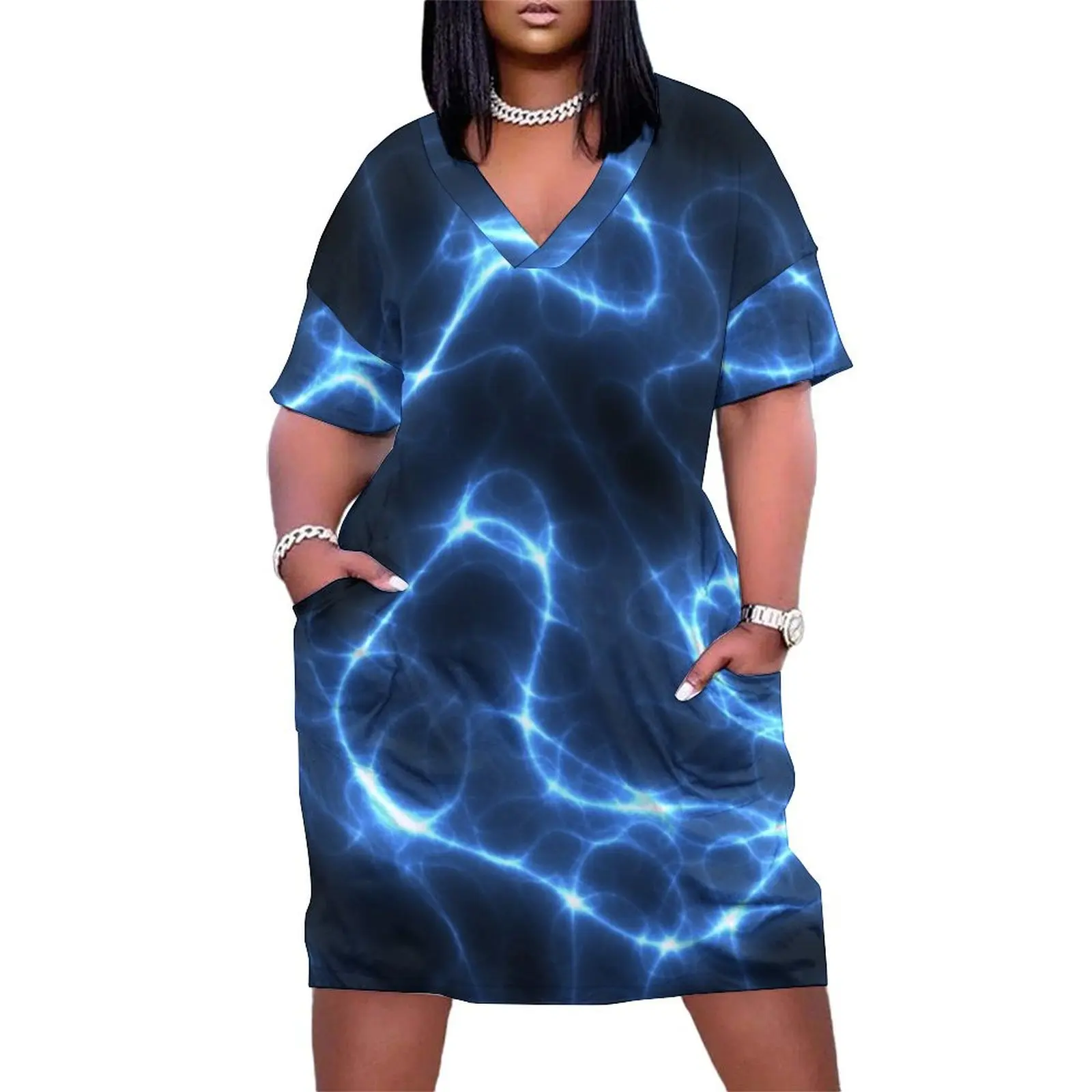 

Electricity Loose Pocket Dress Summer skirt luxury dress beach dresses