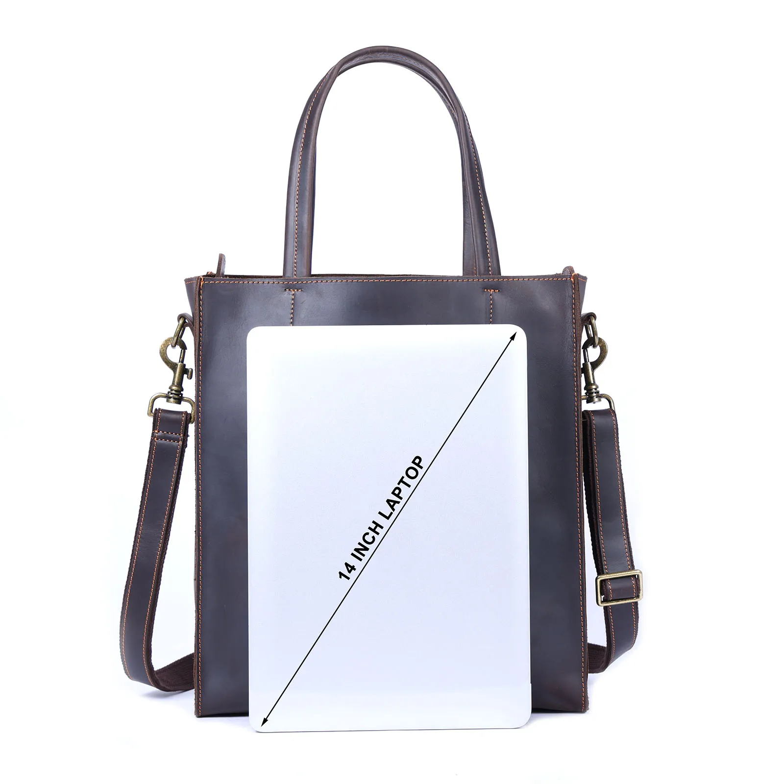 S.worker Vintage Echtleder-Tragetasche Herren-Handtasche Rindsleder-Schultertasche Damen Große Kapazität Umhängetaschen Schlicht Lässig – Detail 8
