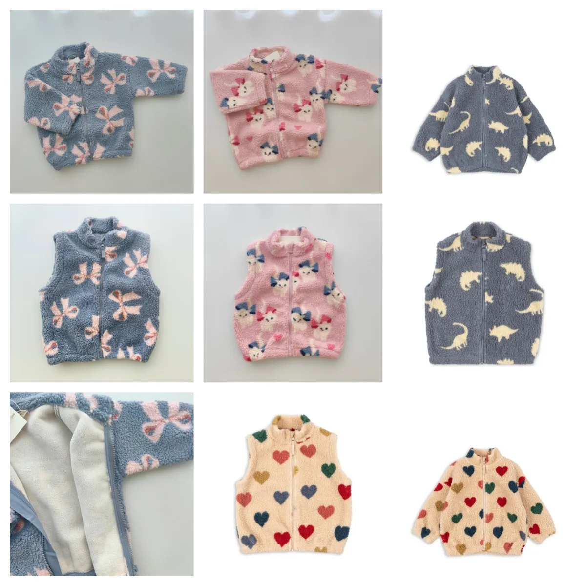 

2025 New Winter Kids Girls Lambswool Jackets Coat Kids Boys Clothes Cartoon Print Vest Children Outerwear Coats