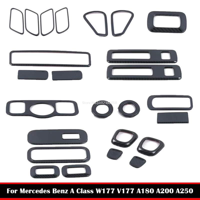 For Mercedes Benz A Class W177 V177 A180 A200 A250 2022 stainless steel carbonfiber look inner accessories window swtich panle