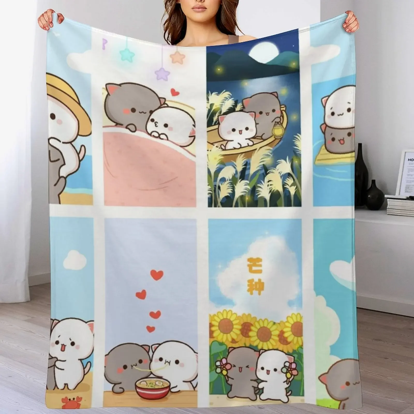 

peach goma collage Throw Blanket Vintage Summer Beddings Loose Luxury Thicken Blankets