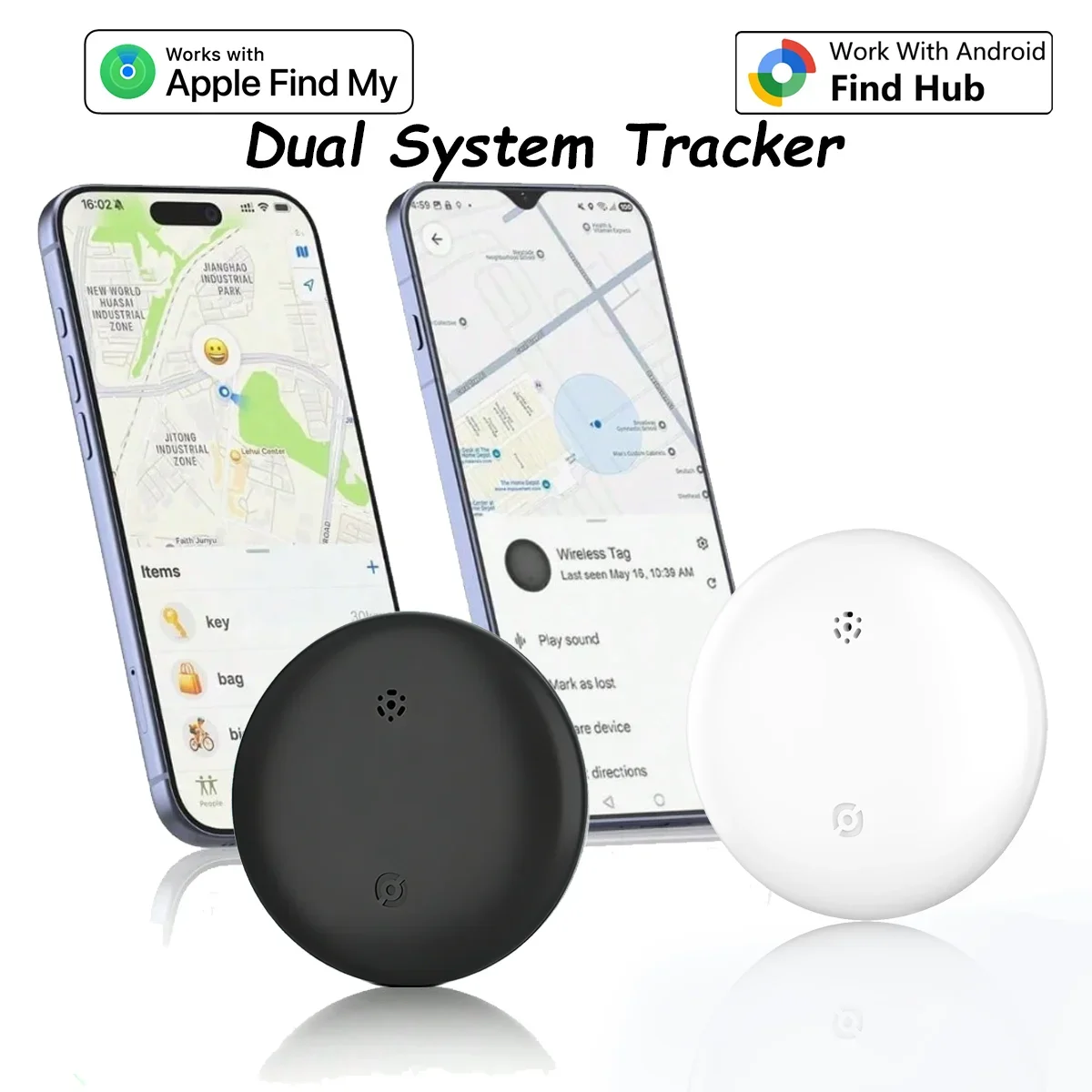 

Миниатюрный GPS-трекер с двойной системой для Apple Find My/Android Find Hub, устройство для поиска ключей, сумок, вещей, утерянных вещей, умный Bluetooth-трекер, аналог AirTag.
