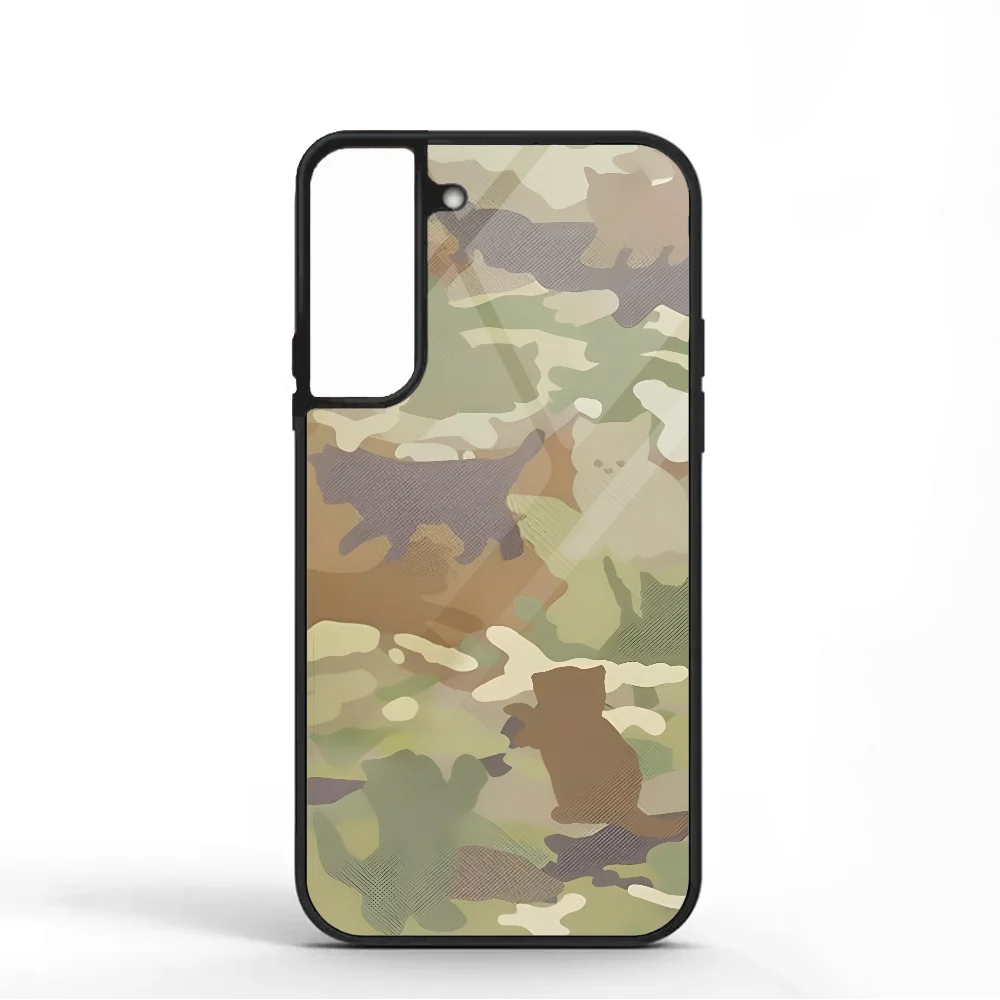 Cat Camo Phone Case For Samsung S10 S20 S21 S22 S24 S30 Plus ULTRA Mirror Acrylic Cover
