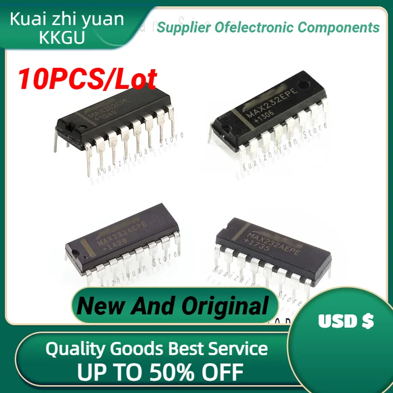 10PCS/Lot New And Original MAX232CPE MAX232EPE MAX232ACPE MAX232AEPE Electronic Components MAX232 Interface Transceiver Chip