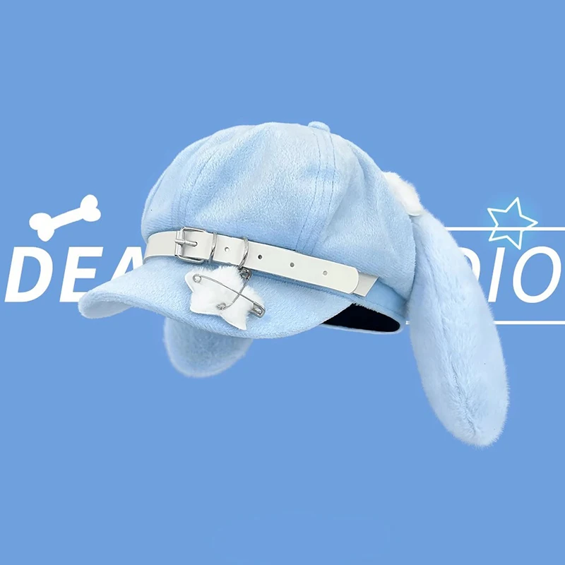 

Original Niche Cute Rabbit Ears Plush Berets Cap Y2k Autumn and Winter Travel Personality Versatile Sweet Women Octagonal Hats