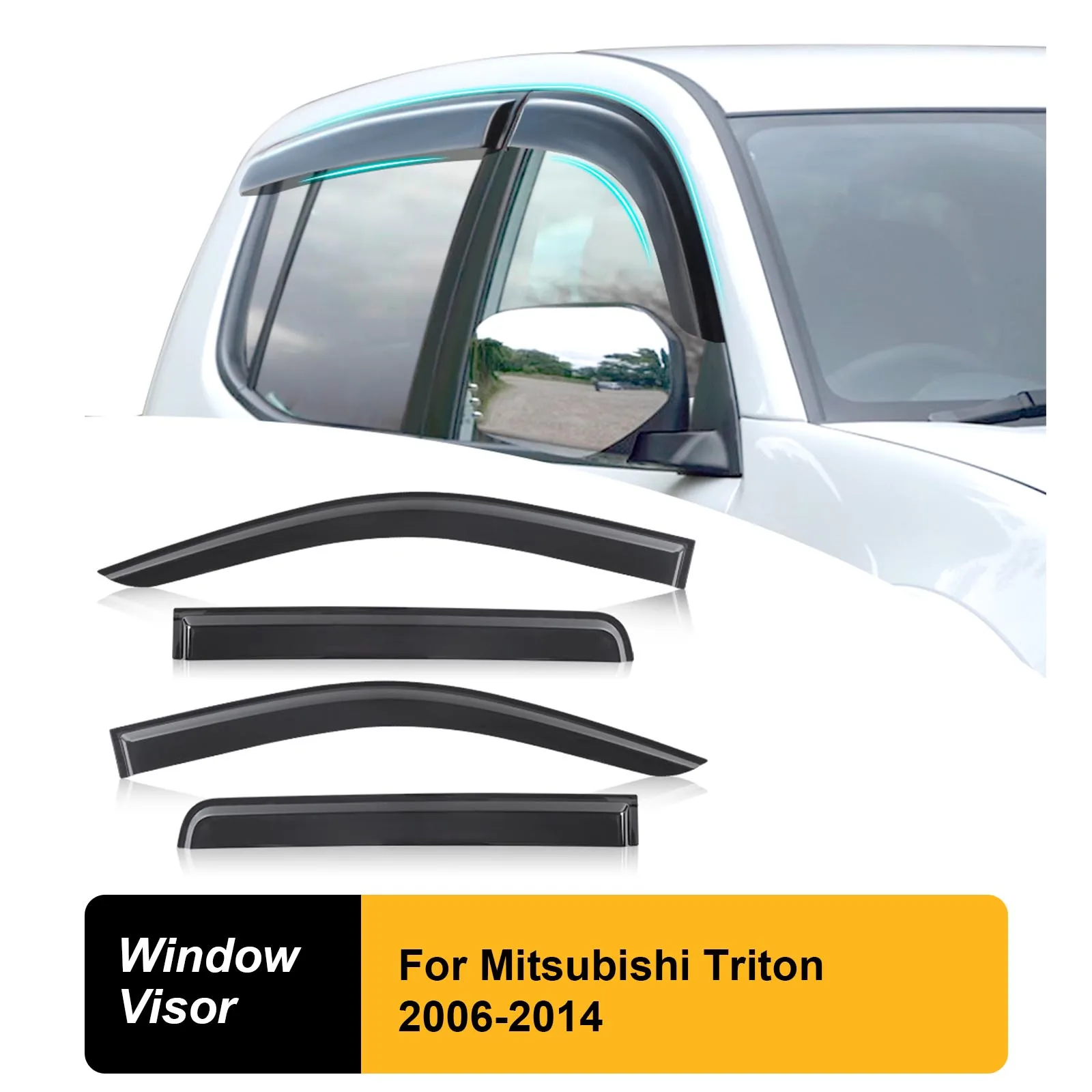 

Window Visor Sun Rain Deflector Guard Weather Shield Door Visor For Mitsubishi Triton 2006-2014 4X4 Car Accessories Double Cabin