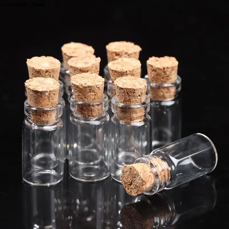 Mini Small Glass Bottles with Clear Cork Stopper Jars Tiny Wedding Vials Message Favor Containers  Clear Cork Stopper