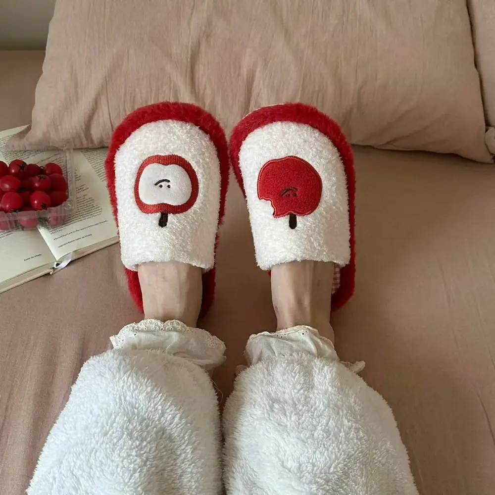 

Fashion Kawaii Women's Plush Slides Warm 36-41 Cartoon Slippers Anti-Slip Platform Bedroom Slides Shoes Home