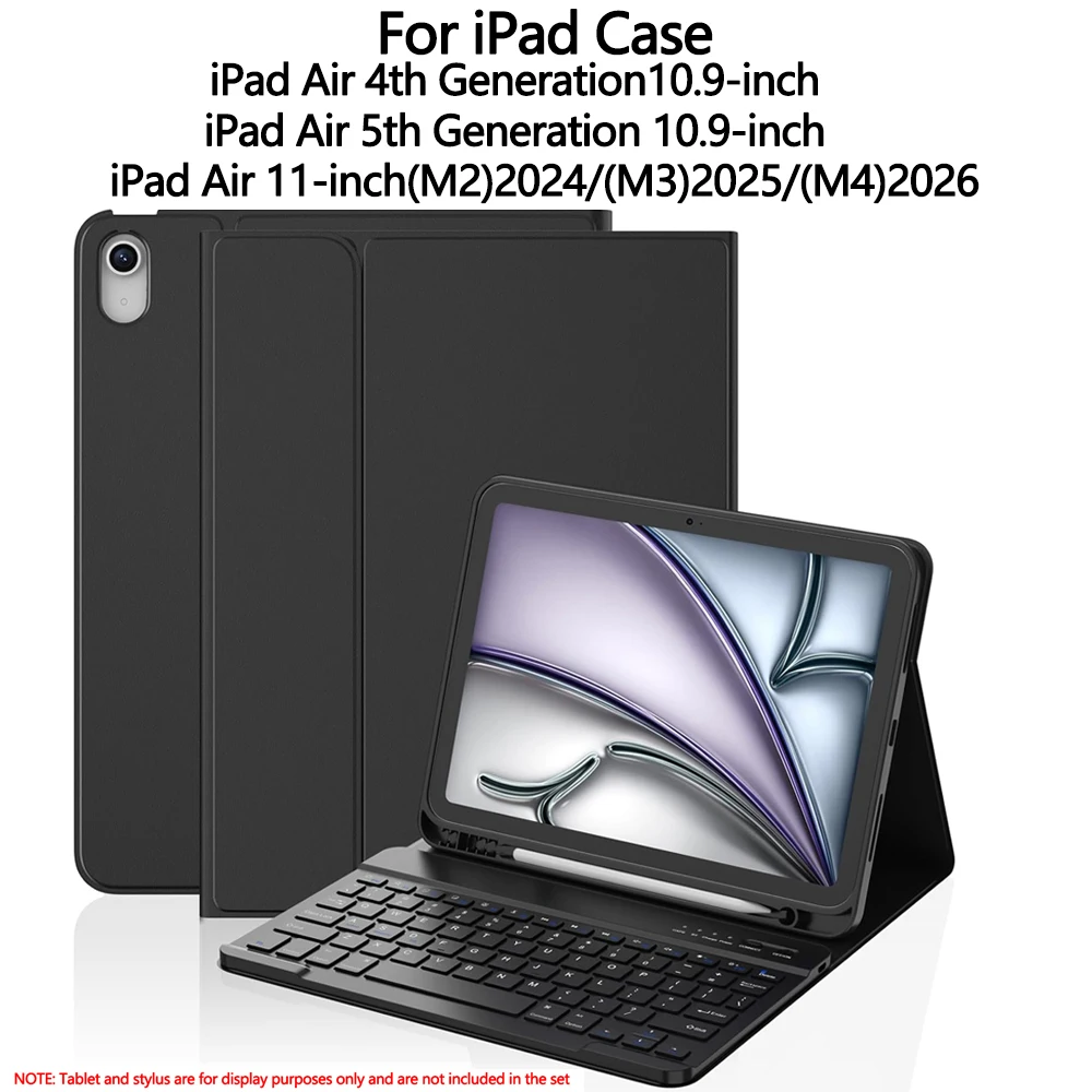 

Чехол для планшета iPad Air 11 дюймов (M2/M3/M4), съемный чехол-клавиатура для iPad Air 4-го/5-го поколения 10,9 дюймов с держателем для стилуса