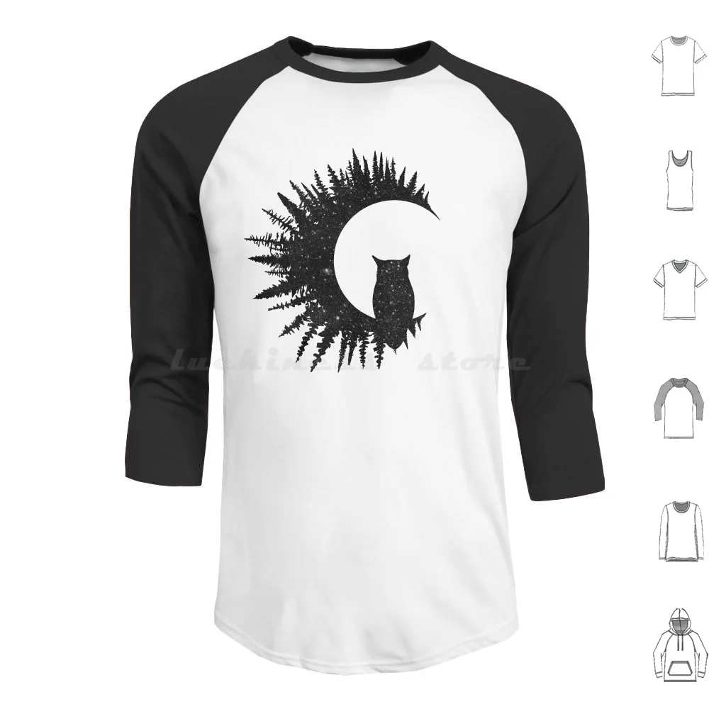 Owl And Forest Hoodie Cotton Long Sleeve Forest Forester Nature Psychedelic Trance Party Sport Dj Music Outdoor Mtb