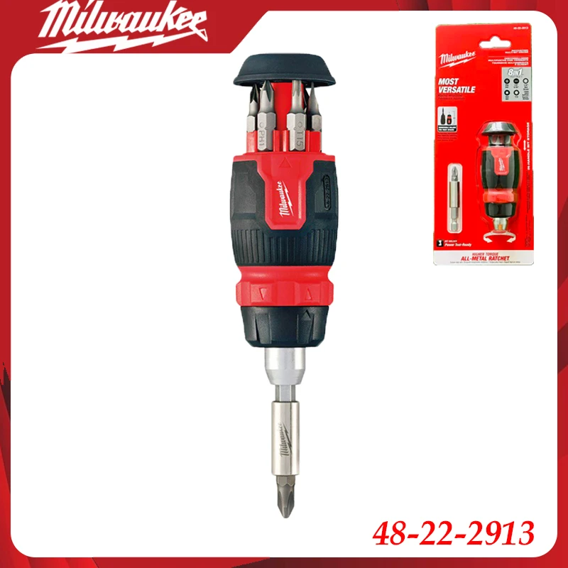 Destornillador Multiusos 8 en 1 Milwaukee 48-22-2913, Herramienta de Trinquete de Alta Resistencia para Contratistas y Reparaciones de Bricolaje