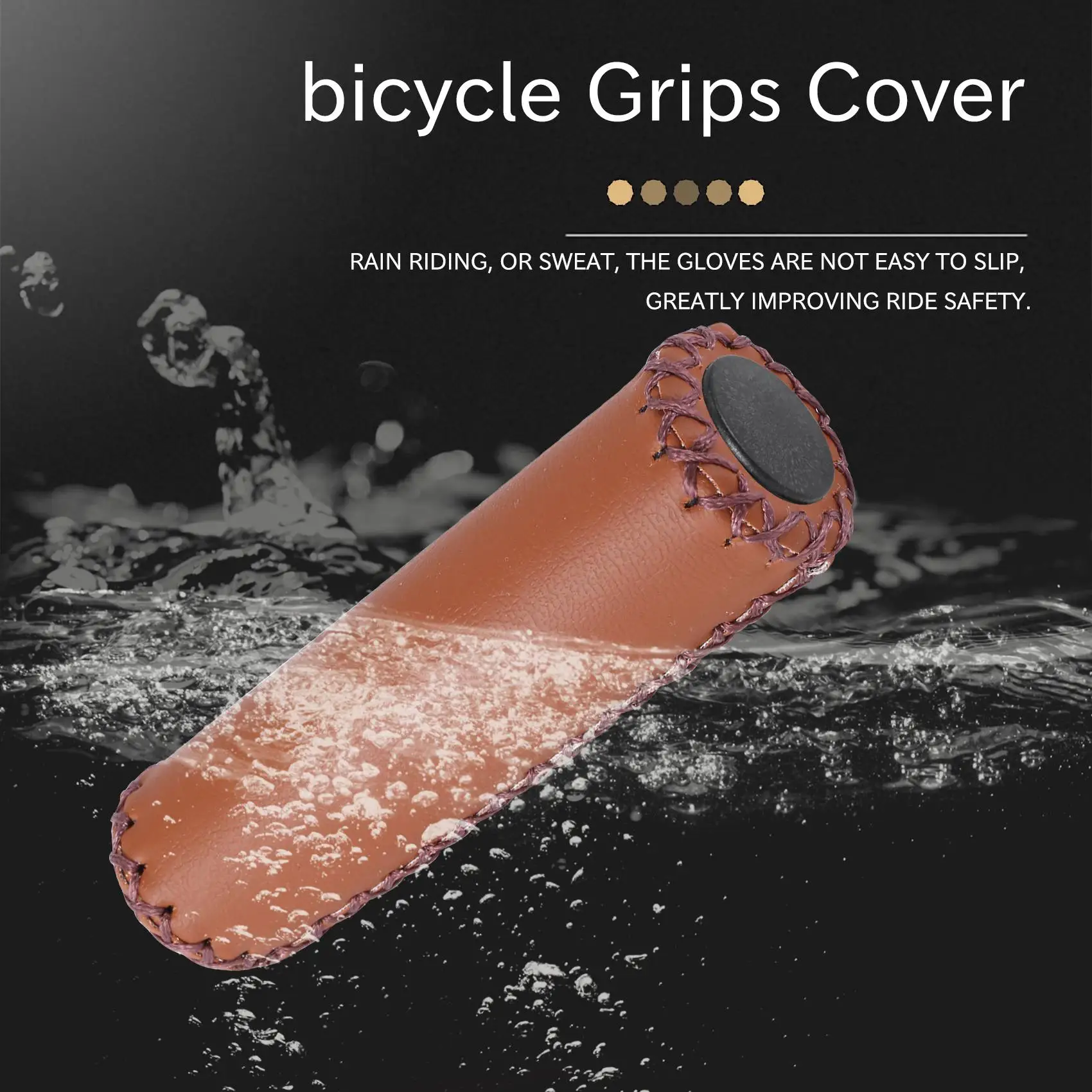 Pair Vintage leather bicycle Grips Grips trekking handlebars Cover Colour: Brown