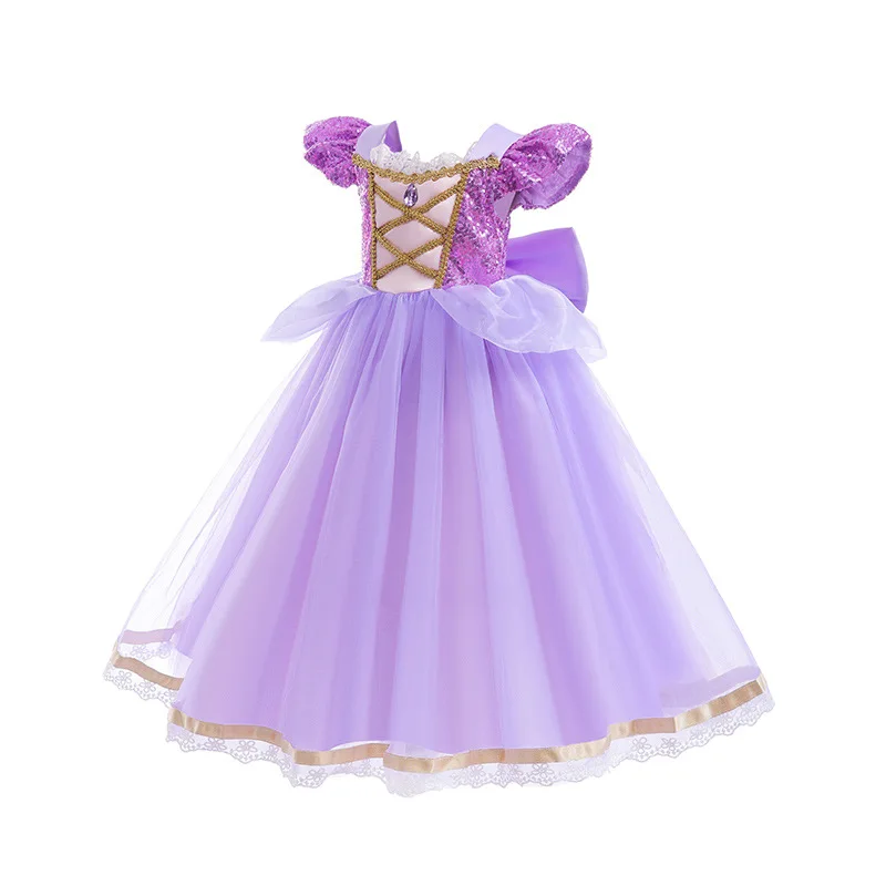 Girls Rapunzel Dress Kids Tangled Sequin Cosplay Carnival Children Princess Costume Birthday Party Gown Outfit Clothes