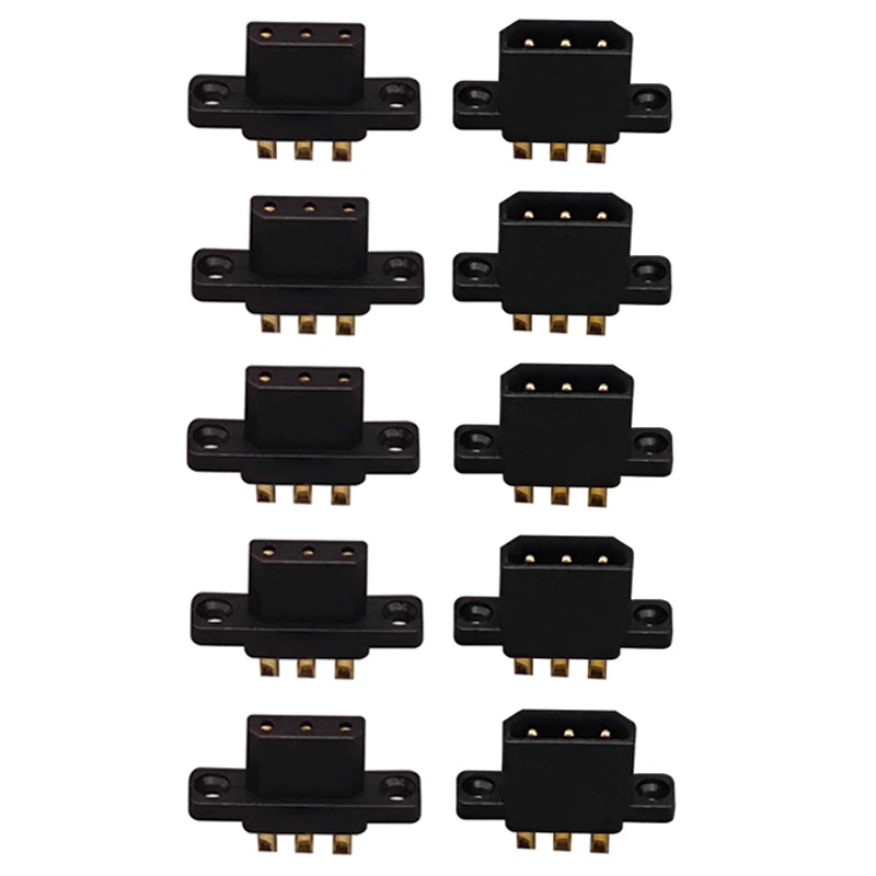 5Pairs 500V 5A 3Pin Male Female Connector Copper Gold Plated Terminal Quick Release Power Plug for UAV RC Robot Car Model Parts