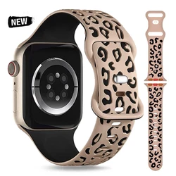 Correa con estampado de leopardo para Apple Watch, banda de silicona suave para iWatch 6, 5, 4, 3, Se, 7, 8, 38mm, 40mm, 41mm, 42mm, 44mm, 45mm, 49