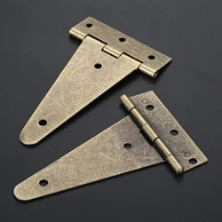 2pcs/set Vintage T-shape Metal Hinges w/screw Flat Furniture Hardware Antique Bronze 10cm Wood Box Jewelry Case Cabinet Door