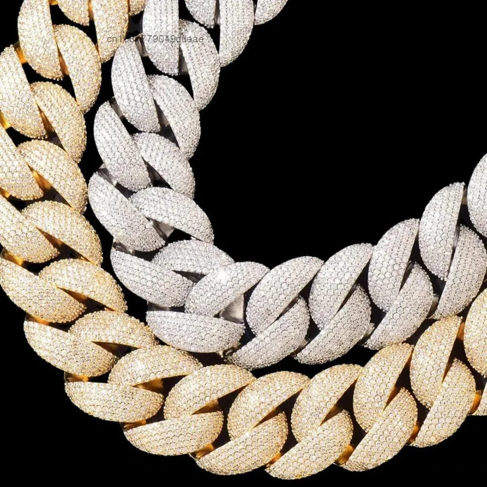 Duty Big 18mm Cuban Link Chain 925 Silver Borderless Iced Out VVS Miami Necklace Moissanite Cuban Chain..