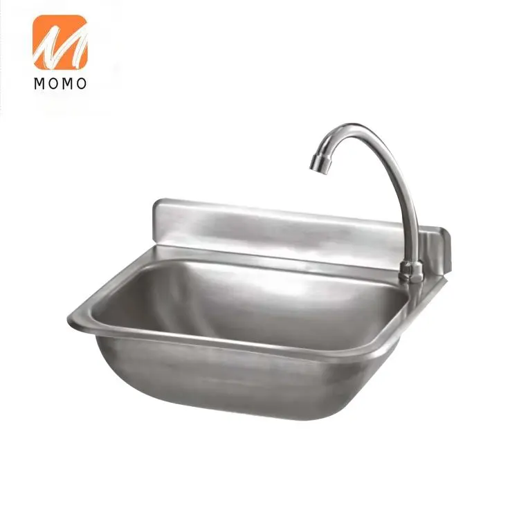 Durable stainless steel knee operated hand washing sink with basin