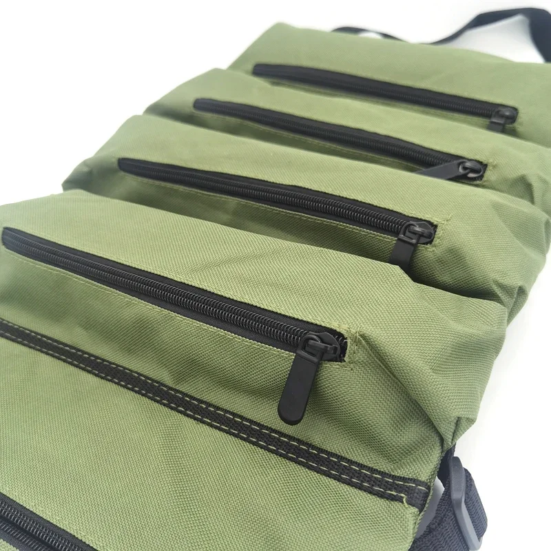 Tool Bag Canvas Roll Multi-Purpose Tool Repair Tools Wrench Screwdriver Pouch Roll Hanging Zipper Storage Bag