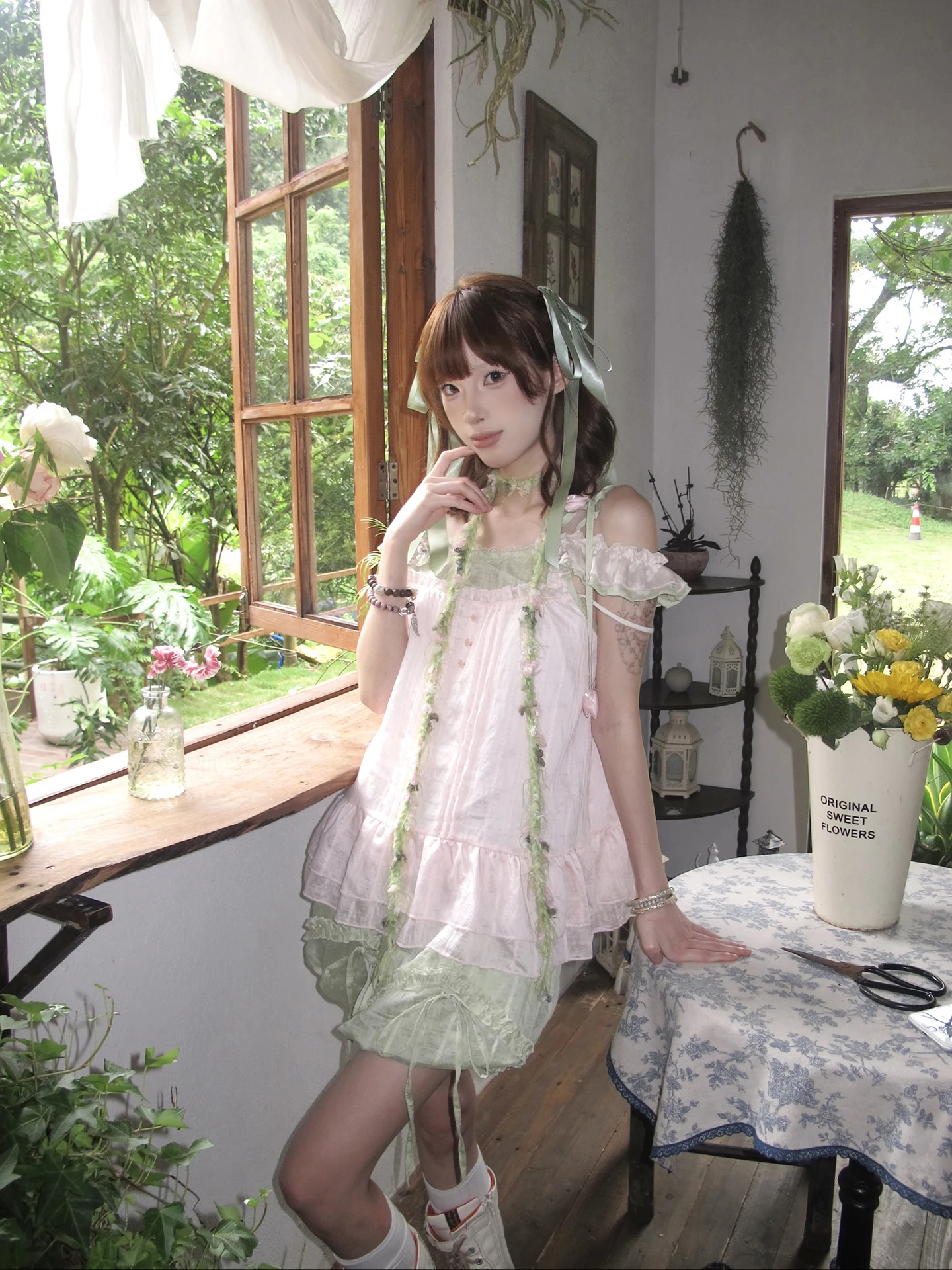 Green Sweet Dopaamine Bubbles Pineapple Oil Forest Girls Skirt High Waist A-Line  Skirt for Young Women And Teenagers